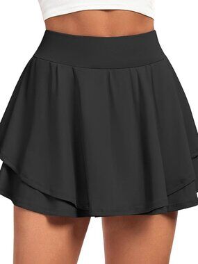 Iuga Black Athletic Tennis Skort Built-In Shorts Size L